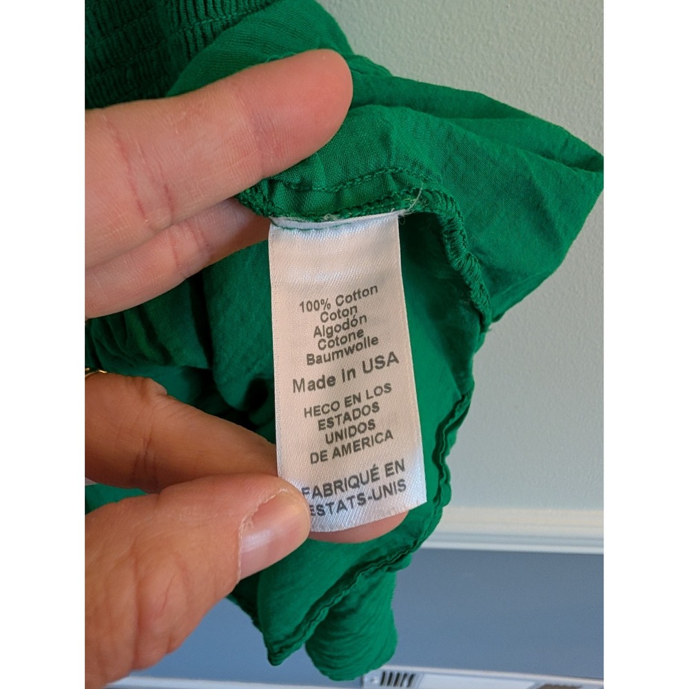 Michael Stars Green katelyn Mini Dress Cotton Gauze Smocked Ruffle Sleeve XS - Picture 6 of 8